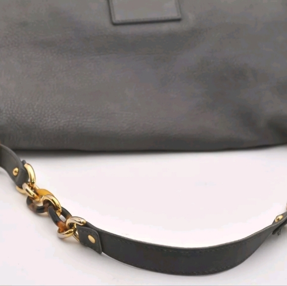 Fendi Mama baguette.  Grey nubuck with slight metallic and lucite hardware. - Picture 3 of 16